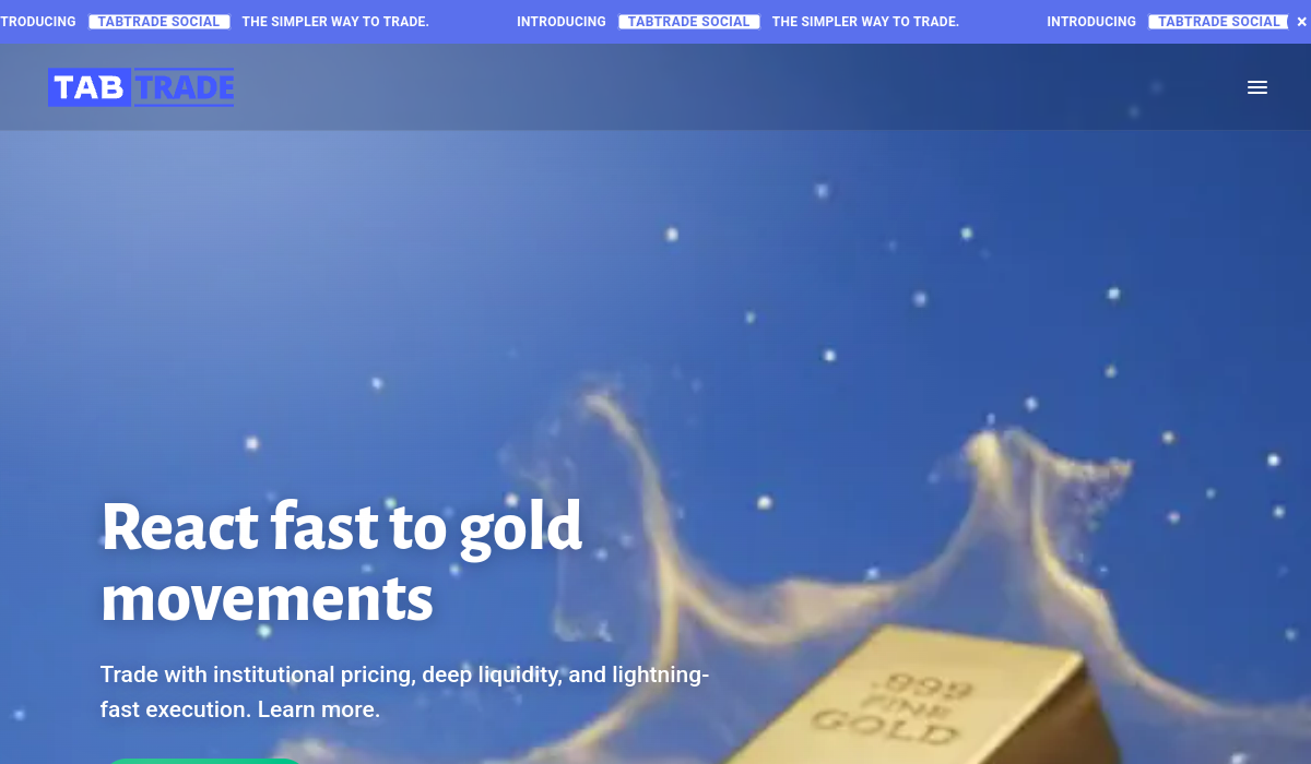 TabTrade homepage screenshot